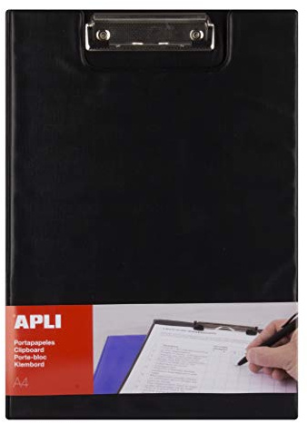 Apli 17204 - Porte-blocs avec rabat noir A4, Polypro