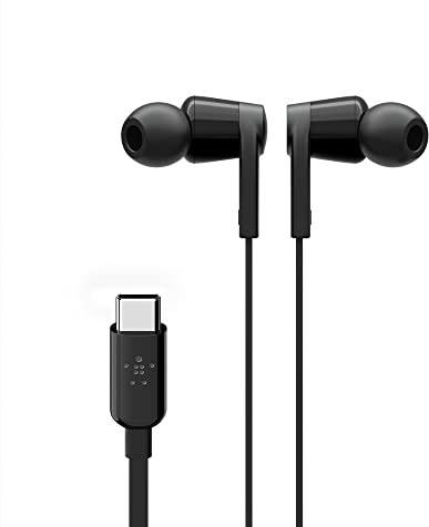 Belkin SoundForm auriculares intraurales con cable y conector USB-C, cascos internos con micrófono, para iPad mini, Pro, Air, Samsung Galaxy, Pixel y otros Android con USB-C, negros
