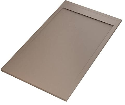 Prestige Receveur de douche en marbre minéral, grille latérale, moka 80x100