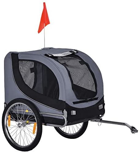 PawHut Steel Dog Bike Trailer Pet Cart Carrier for Bicycle Kit Water Resistant Travel