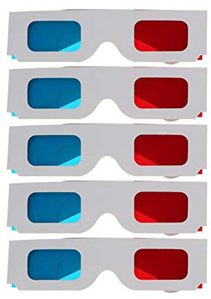 Othmro 5pcs 3D Glasses Red-Blue Cardboard Glasses White Paper Glasses Frame 3D Glasses for 3D Virtual Video, 3D DVDs, 3D Video Games, Comics, Images