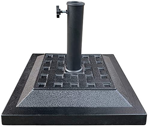 AKTIVE Supporto per ombrellone, base per ombrellone, palo da 38-48 mm, 44x44x33 cm, nero, materiale in poliresina, base per ombrellone da giardino, quadrata, 12 kg, Giardino