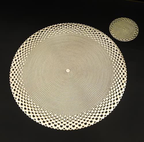 Round Gold Placemats - 6 Pack Decorative PVC Placemats for Dining Table (Washable)
