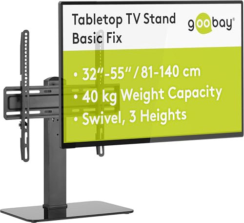 Goobay 58524 Support TV pivotant pour TV et moniteurs Entre 32 et 55 (81-140 cm) pour TV Plate et incurvé jusqu'à 40 kg