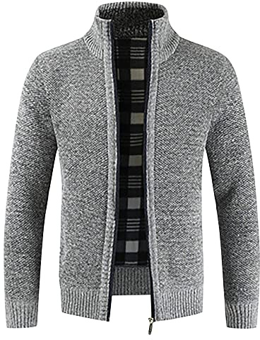 Gilet Homme Hiver Chaud Pulls, Gilets et Sweats Homme Veste Polaire Militaire Homme Mi Saison Sweat a Capuche Homme Zippé Manteaux Blouson Marque Parka Cardigan Automne Halloween Gris XL ZL17