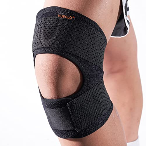 HUEGLO Kniebandage Männer Damen,Kniestütze mit Seitenstabilisatoren, Verstellbare Patella Kniestütze Kniebandage