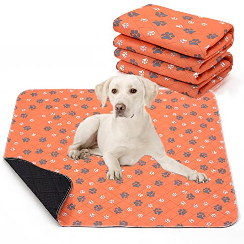 Waschbare Urinierunterlage für Hunde, wiederverwendbar, für Welpen, Haustier-Trainingspads mit schnell saugfähiger, rutschfester und wasserdichter Unterlage, Orange, 91 x 183 cm, 2 Stück