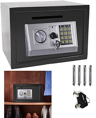 Safety Storage Steel Safe Security Box,Solid Steel Electronic Digital Depository Drop Cash Safe Box,Digital PIN or Override Key for Home, Office, Hotel, Super Market,31x20x20cm