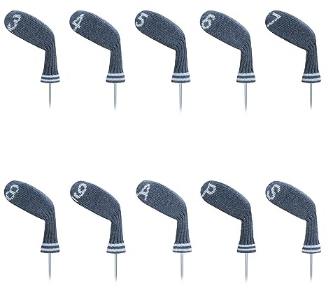 LeFeng 10pcs Knitted Golf Iron Head Covers 3-9/A/P/S Set - Lightweight and Durable Material - Multiple Patterns Golf Club Head Covers - Fit Well for Callaway Ping Taylormade Cobra Etc.
