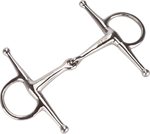 Equinate Schenkeltrense Edelstahl 16mm einfach gebrochen 13,5cm - Anatomisch geformtes maulfreundliches Gebiss mit sanfter Einwirkung - Lasergravierte Größenangabe - Knebeltrense