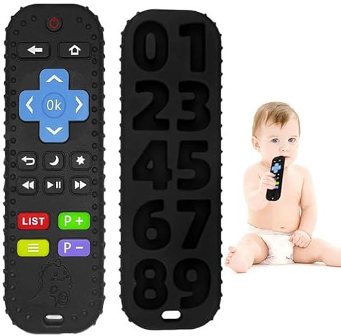 0-12 Monate Silikon-Baby-Zahnungsspielzeug, Silikon-Baby-Zahnungshilfe-Spielzeug, Kauspielzeug, Beruhigungssets, BPA-frei/einfrierbar/spülmaschinen- und yingermoyawanju (schwarz)