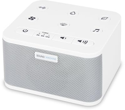BIGMONAT White Noise Machine Avec Télécommande,Avec 30 Sons Apaisants Naturels et Adaptateur Secteur Alimentation (Inclus),Avec mMémoire et Fonction de Chronométrage,Pour Adultes et Bébés - Blanc