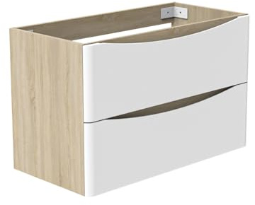 Aica Sanitär Waschbeckenunterschrank 60cm Unterschrank Badschrank Waschtischunterschrank Eiche mit Weiß
