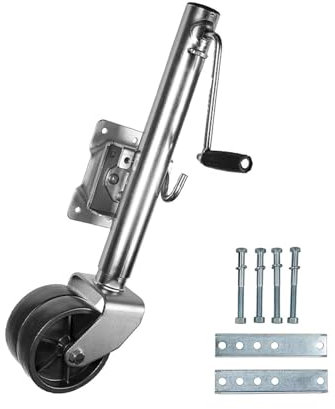 QICBYING Ruota D'appoggio per Rimorchio Carichi Pesanti - Ruotino D'appoggio Rimorchio, Supporto Ruota D'appoggio Pieghevole, con Ruote Doppie da 15cm, Sollevamento 25,4cm/capacità 675Kg/Per Roulotte