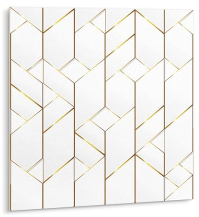 Tulup Impermeabile Bagno Cucina Piastrelle da Parete 9x30x30cm Adesivi PVC Pavimento - Linee dorate alla moda