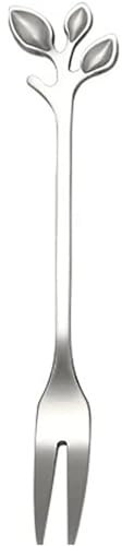 Dessert Forks Household Cute Dinner Forks Stainless Steel Cake Fork Leaf Fruit Dessert Cake Fork Flatware Forks Creative Cream Convenient Dinner Forks