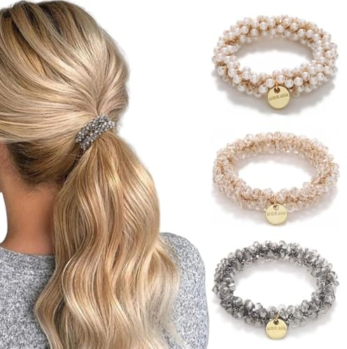 JEYORZY 3 pièces Bandes élastiques pour cheveux, Lies pour queue de cheval, Chouchous de cheveux pour femme, Attaches de queue de cheval pour femmes