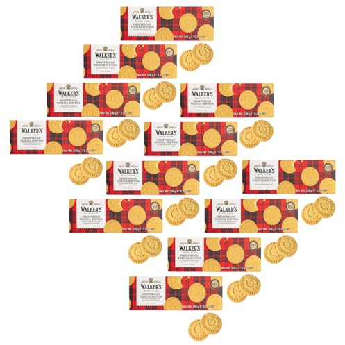 Walkers | Biscotti Rotondi Scozzesi | Biscotti Pasta Frolla Burro e Sale - 12 Astucci | Puro Burro Frollini Inglesi Tradizionali