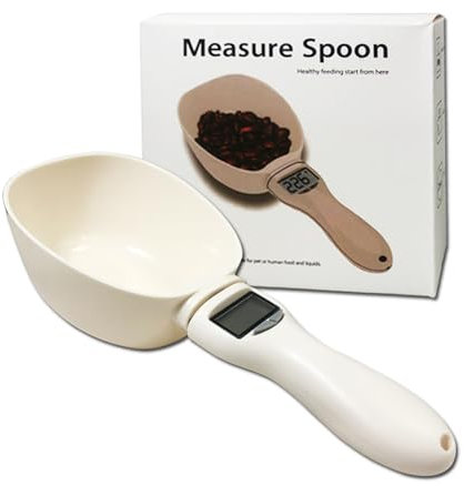 Measuring Scoop Scale for Kitchen, Food Measuring Scoop Scale, Pet Digital Measuring Spoon, Easy Measuring Weighing Spoon Scale for Dispensing Food, Condiments and Dog Cat Food, 800g/0.1g (1-Piece)
