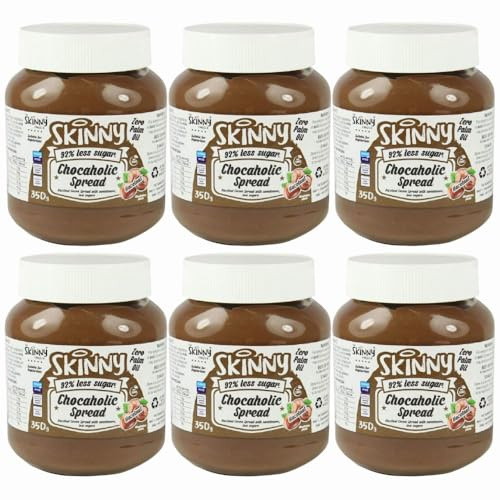 The Skinny Food Co Chocaholic Hazelnut Spread 350g x 6, Chocolate Nut Butter Cocoa Pancake Topping with Welari Thank You Card | (6pack)