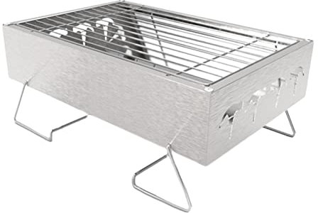 LLMTYO Mini Barbecue Portable au Charbon de Bois Pliable en Acier Inoxydable pour Camping, Barbecue d'extérieur, fumoir pour Cuisine en Plein air