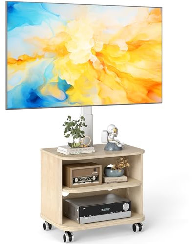 5Rcom Meuble TV à roulettes LED LCD OLED Plasma 32-65, hauteur réglable, 35 kg, support mobile VESA 400 x 400 mm