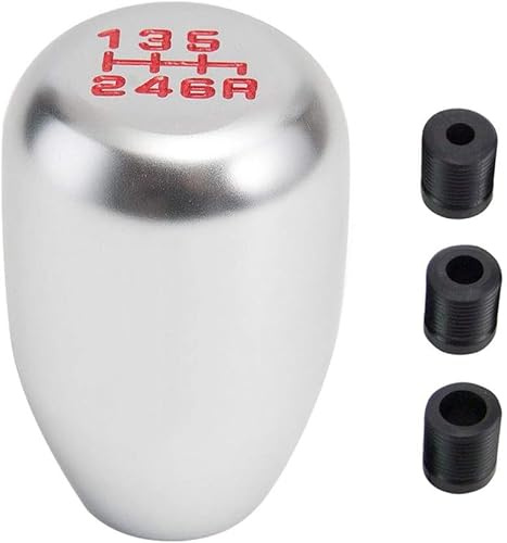 Schaltknauf Schaltkopf Schalthebelknopf Gear Knob 6 Gang Auto Schaltknauf Universal Metall Modifikation Manueller Schaltkopf Gangschaltung, Silber