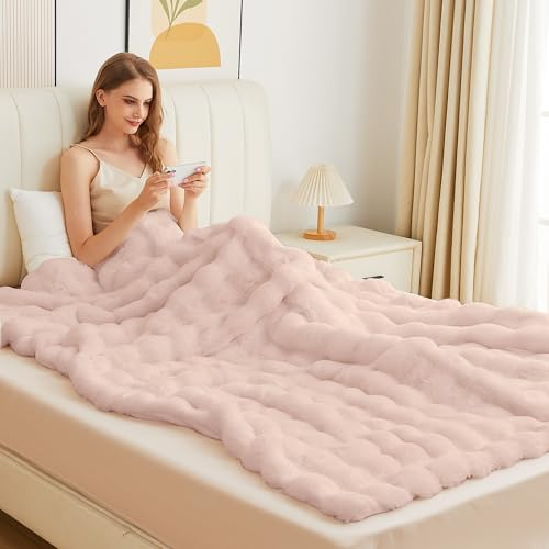 ORINOVA Kuscheldecke Flauschig Decke Rosa 230x230 cm Kunstfell Sofadecke Kuschelig Kuschelweich Wohndecke Plüschdecke Schlafzimmer Fleecedecke