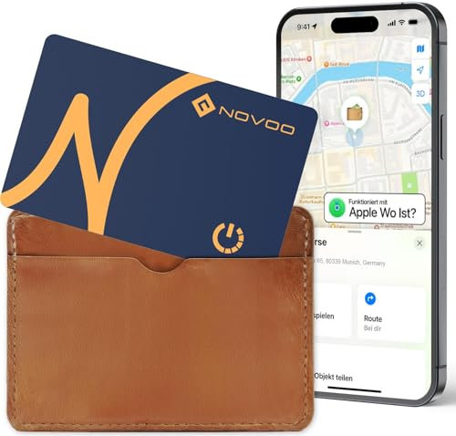 NOVOO Wallet Tracker Karte Thin 1.6mm Air Smart Tag Card Kompatibel mit Apple Wo ist? APP (iOS NUR, Android Not Supported), Bluetooth Item Finder für Geldbeutel/Reisekoffer/Taschen/Koffer und mehr