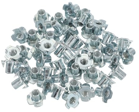 PATIKIL 1/4-20 Dadi A T, 50 Pcs Zincati In Acciaio Dadi A T A 4 Puntoni Lunghezza 10 Mm Inserti Filettati Ferramenta Per Mobili In Legno Armadietti Prese Per Arrampicata