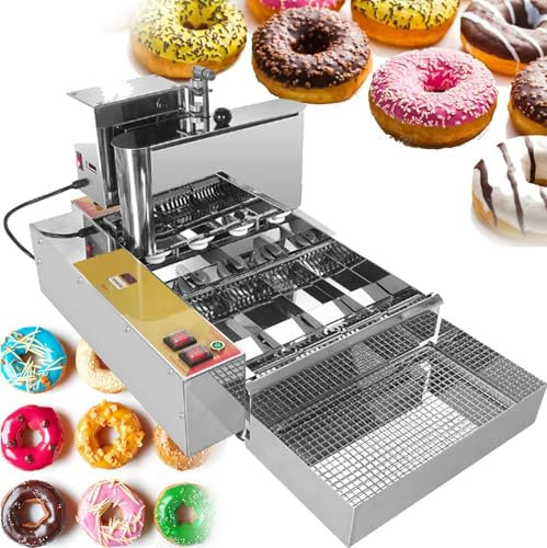 Automatic Mini Donut Maker Machine, Commercial Stainless Steel Doughnut Maker with Intelligent Control Panel, Auto Flip for Adjustable Thickness, Perfect for Bakeries and Cafes