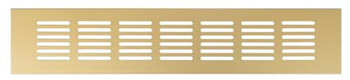 Repa Market Rejilla de ventilación de diseño dorada de 400 x 60 mm (tamaño del marco) - Cubierta decorativa de aluminio para ventilación de armario, puerta, suelo - Elegante rejilla de ventilación de