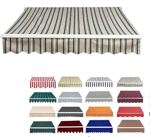 Manuelle Markise Ersatzstoff Balkon Markisenabdeckung, Terrasse Ersatz üBerdachung, Manuelle Einziehbare Markisentuch Ersatzstoff FüR AußEn Garten Markt,02,12.5x8.2FT/380x250CM