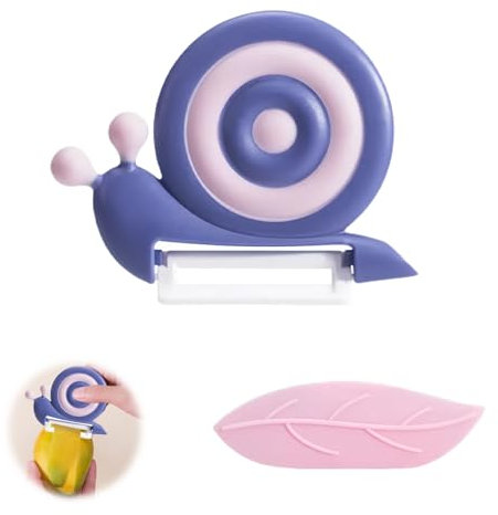 LUMOOM Pelador de caracoles, pelador de patatas para niños, pelador de patatas de cerámica, pelador de verduras con mango antideslizante, pelador de espárragos ergonómico para frutas, verduras (azul)