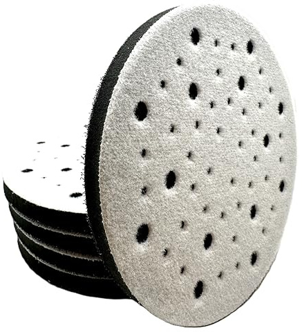 Pro-Graad 5 Pack 6” 52 Hole Soft Density Random Orbital Interface Pads Hook and Loop 6 inch Sponge Cushion Buffer Backing Pad for Woodworking, Automotive Polishing, Pack of 5