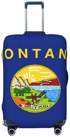 NBAGHPQ Montana State Flag Print Double Sided Protezione Elastica Universale Valigia Copertura Unica Protezione Bagagli, Nero , XL