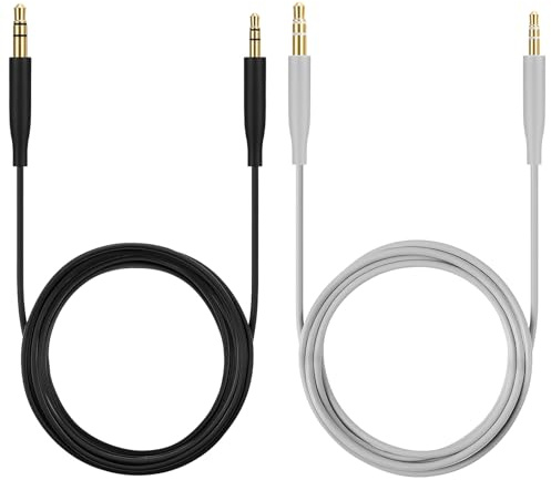 CLANMOU 2Pcs 3.5mm to 2.5mm Replacement Audio Cable Cord for Bose QuietComfort QC45 QC35II QC35 QC25 NC 700 Soundlink Soundtrue Headphones(Black, Grey)
