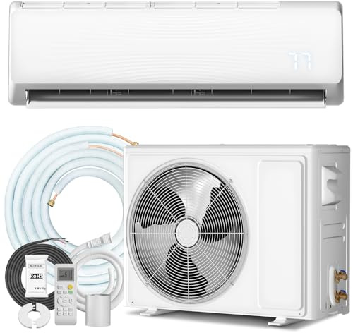 TMYICE 18000 BTU Mini Split AC/Heating System, 19 SEER2 230V Ductless Inverter Wall-Mounted Split AC Unit with Pre-Charged Condenser Cools Room Up to 1250 Sq.Ft, Heat Pump & Installation Kits