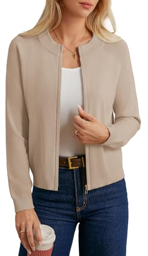 GRACE KARIN Women's Zip Cardigan Casual Knitted Jacket Sweater with Pockets