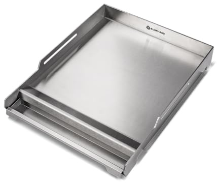BURNHARD® Premium Plancha Grillplatte Edelstahl für Gasgrill GRANT | massive 4 mm Grillfläche, hoher Rand & Fettauffangschale, spülmaschinenfest