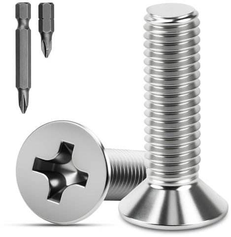 XRXYMQ 150 pezzi Viti a testa svasata esagonale M3 x 8 mm Viti a testa svasata in acciaio inox 304 A2 V2A Viti a testa piatta M3 con guida a croce Viti per recinzioni per dispositivi, macchine, mobili
