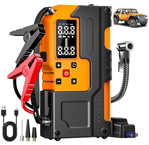 Booster Avviamento Auto,6500A Avviatore Batteria Auto,Avviatore Emergenza,Starter Batteria Moto,Con Torcia, luci di Emergenza,Ricarica USB,Organizzatore
