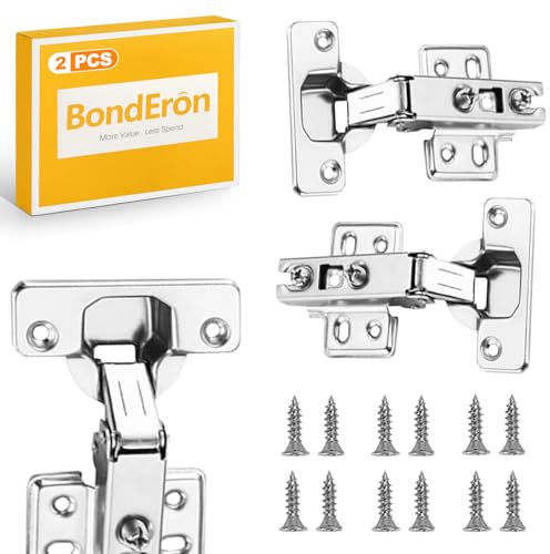 BondEron 2 Stück Scharniere Edelstahl Klappbar Türscharnier Set mit 6 Schrauben Möbelscharnier Massiv Stabil für Schranktüren Holzkisten Fenster Möbelbeschlag Universal Silber