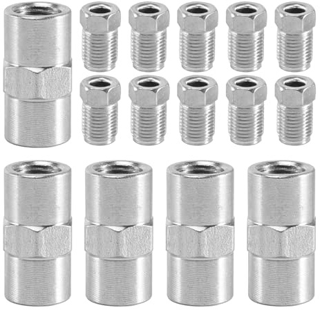 Profi 4,75 mm Bremsleitungsverbinder Set, 10x Verschraubung + 5x Verbinder | Universal Stahl Verzinkt BöRdelwerkzeug-Satz, Bördel F M10 x 1, DIN/ISO 1651 konform, Kompatibel mit BMW,Benz,Audi und VW uvm