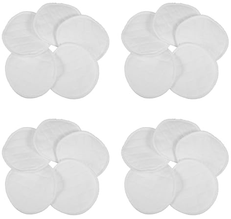 PERSELOSO Coppette Assorbilatte Riutilizzabili Assorbenti e Delicati in Cotone Bianco 20 Pezzi la Cura Post-parto, per Mamme che Allattano Giorno e Notte