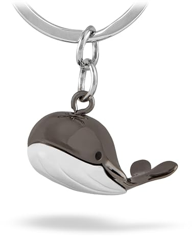 TROIKA JACK POTT – KR18-17/GM – Schlüsselanhänger – Wal, Pottwal, Meer, Meeressäuger – Metallguss – glänzend – verchromt – gunmetal grau, silber – TROIKA-Original