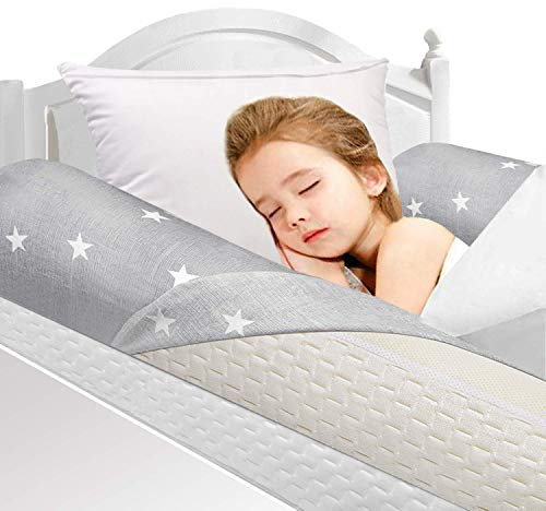 HBselect 2 pezzi Barriere Letto Bambini Antiscivolo Memory Foam Morbido Paracolpi Lettino Protezione Bambini Sponda Letto per Neonati Cuscino di Sicurezza con Federa Rimovibile Paraurti Culla