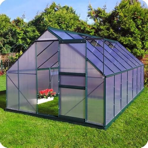 slide and grow Serre Gran Torino en Aluminium et Polycarbonate alvéolé de 6 mm. Base Incluse. Taille 250 x 430 cm