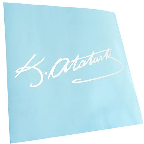 Kiwistar - Autoaufkleber - Mustafa Kemal Atatürk - Weiss - 24x8cm - Aufkleber Auto, Laptop, Fahrrad, LKW, Motorrad mehrfarbig JDM Decal Racing