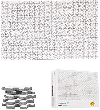 TINYOUTH 1000 Bitar Mini Vitt Pussel Att Måla Själv - 42 cm x 29,7 cm 2 mm Kartong - Familjepussel Med Minskat Tryck, Svår Ram för Barn och Vuxna